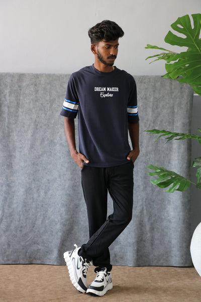 Men's Oversized DREAM MAKER Print T-Shirt - Grey