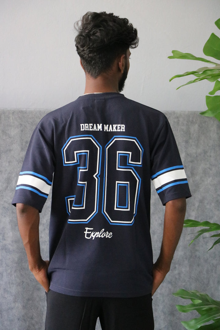 Men's Oversized DREAM MAKER Print T-Shirt - Grey