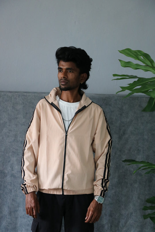 Men's Side Stripe Full-Zip Full Sleeve Track Jacket - Beige – 7MAN Men's Fashion India