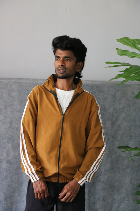 Men's Side Stripe Full-Zip Full Sleeve Track Jacket - Brown – 7MAN Men's Fashion India