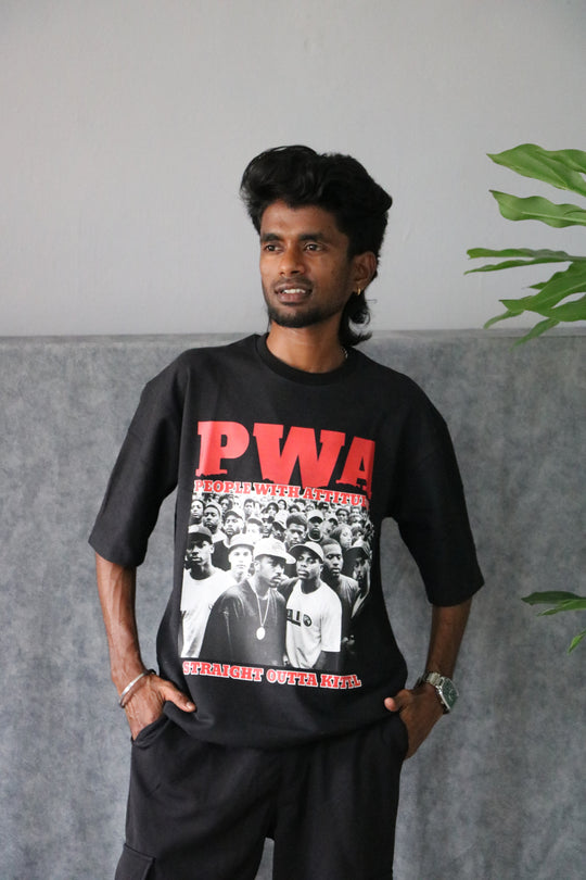 Men's Oversized PWA Rap Graphic T-Shirt - Black – 7MAN Men's Fashion India