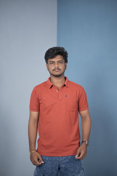 Buy Slim Fit Stylish Casual Wear Pocket Polo T-Shirt for Men – Red