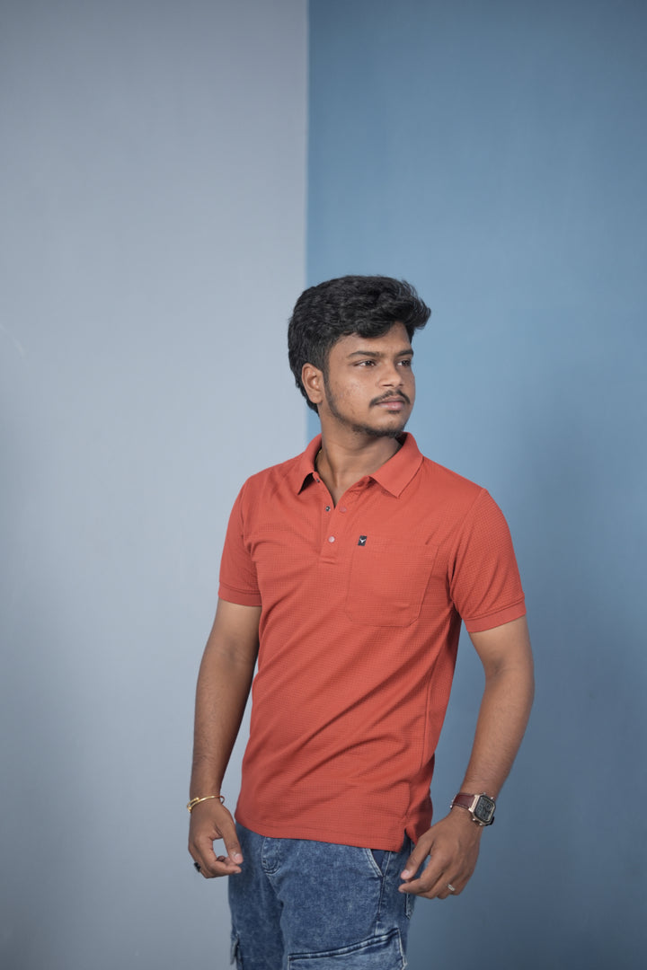 Buy Slim Fit Stylish Casual Wear Pocket Polo T-Shirt for Men – Red