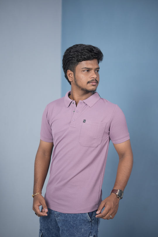Buy Slim Fit Stylish Casual Wear Pocket Polo T-Shirt for Men – Purple – alternate view – 7MAN India