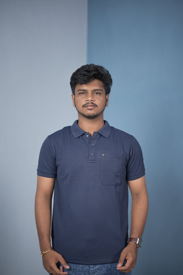 Buy Slim Fit Stylish Casual Wear Pocket Polo T-Shirt for Men – Navy Blue