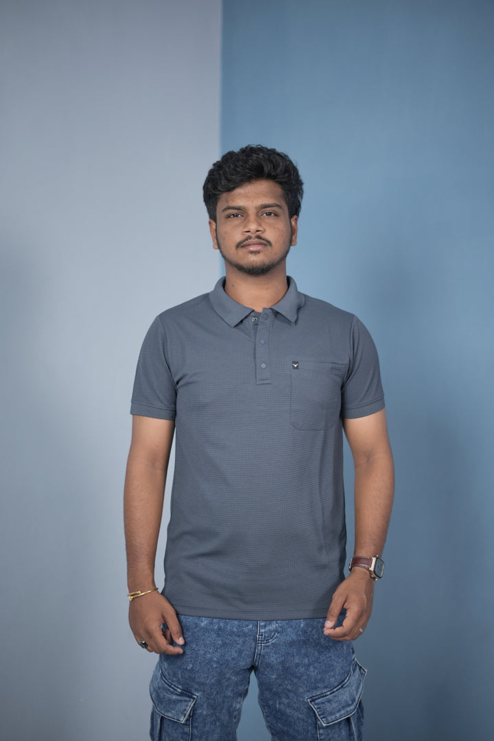 Buy Slim Fit Stylish Casual Wear Pocket Polo T-Shirt for Men – Dark Grey