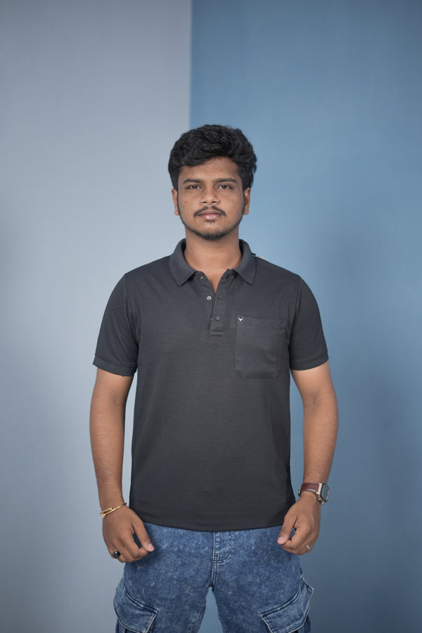 Buy Slim Fit Stylish Casual Wear Pocket Polo T-Shirt for Men – Black