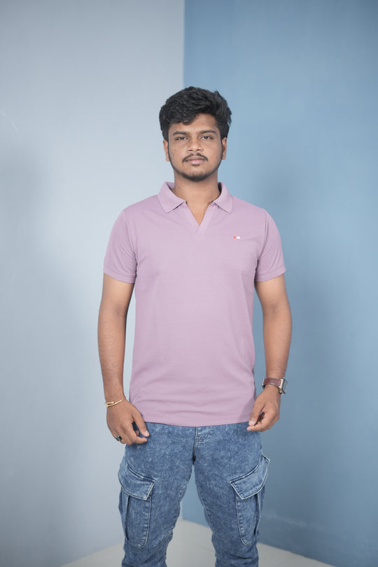 Men’s Solid Polo T-Shirt – Slim Fit Casual & Daily Wear | Lavender – 7MAN Men's Fashion India