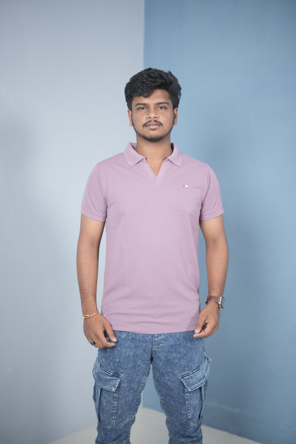 Men’s Solid Polo T-Shirt – Slim Fit Casual & Daily Wear | Lavender