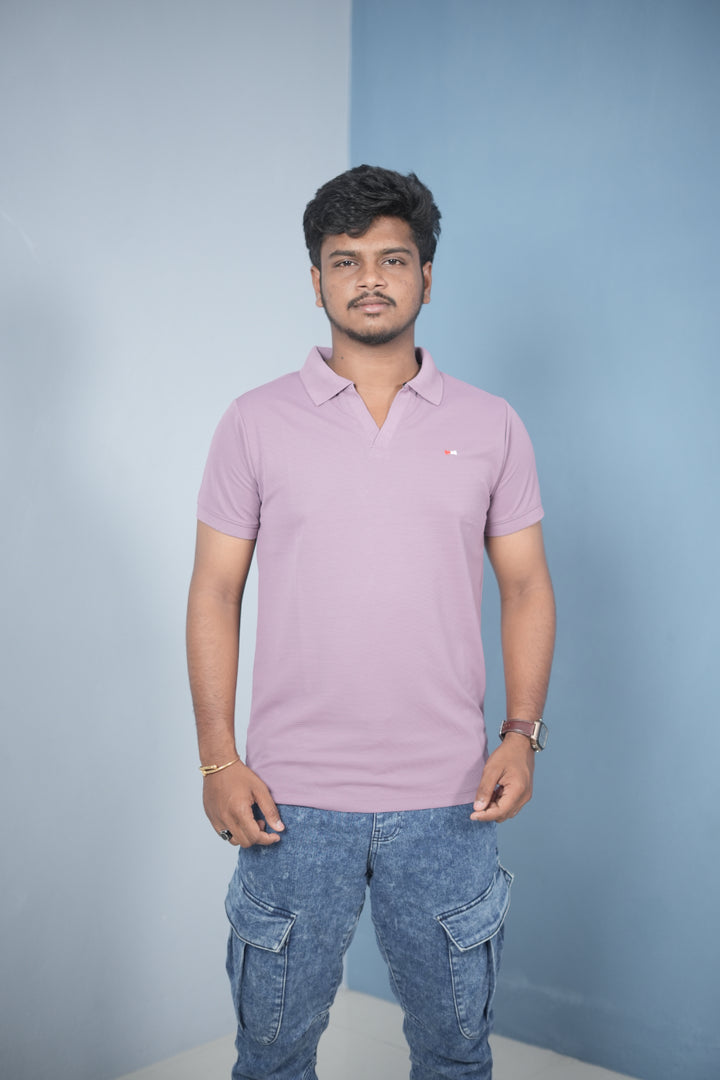 Men’s Solid Polo T-Shirt – Slim Fit Casual & Daily Wear | Lavender