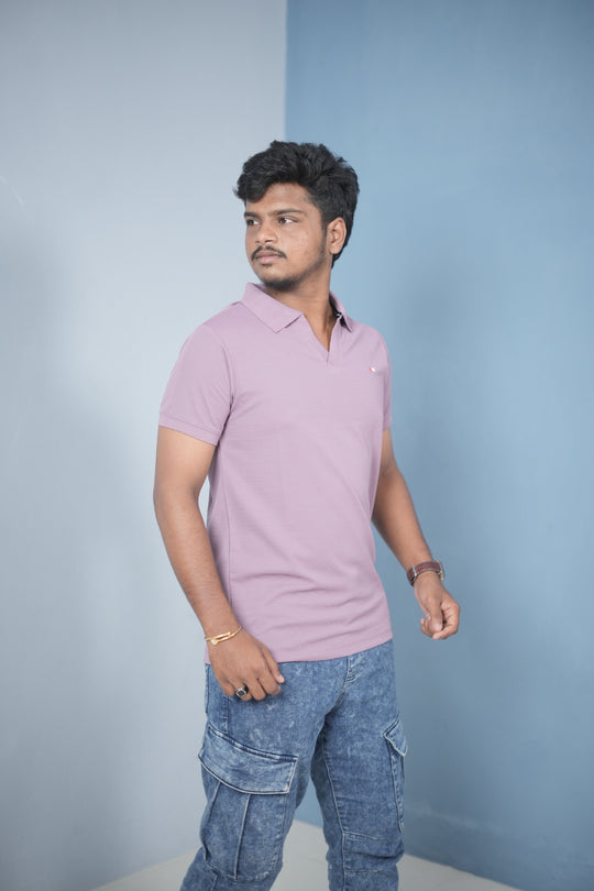 Men’s Solid Polo T-Shirt – Slim Fit Casual & Daily Wear | Lavender – alternate view – 7MAN India
