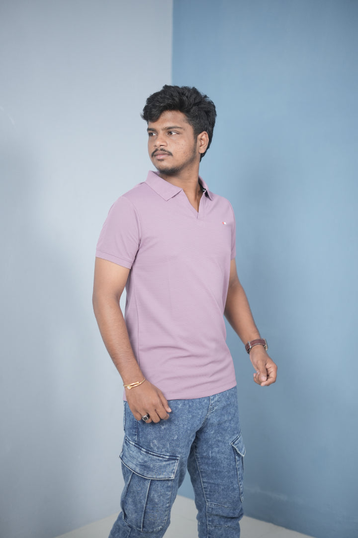 Men’s Solid Polo T-Shirt – Slim Fit Casual & Daily Wear | Lavender