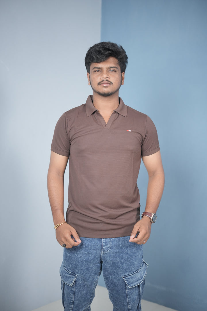 Men’s Solid Polo T-Shirt – Slim Fit Casual & Daily Wear | Brown