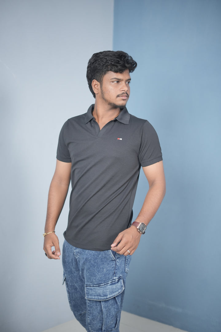 Men’s Solid Polo T-Shirt – Slim Fit Casual & Daily Wear | Black