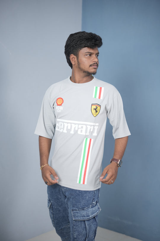 Buy Oversized Printed T-Shirt for Men – Ferrari Style Streetwear Tee - ASH