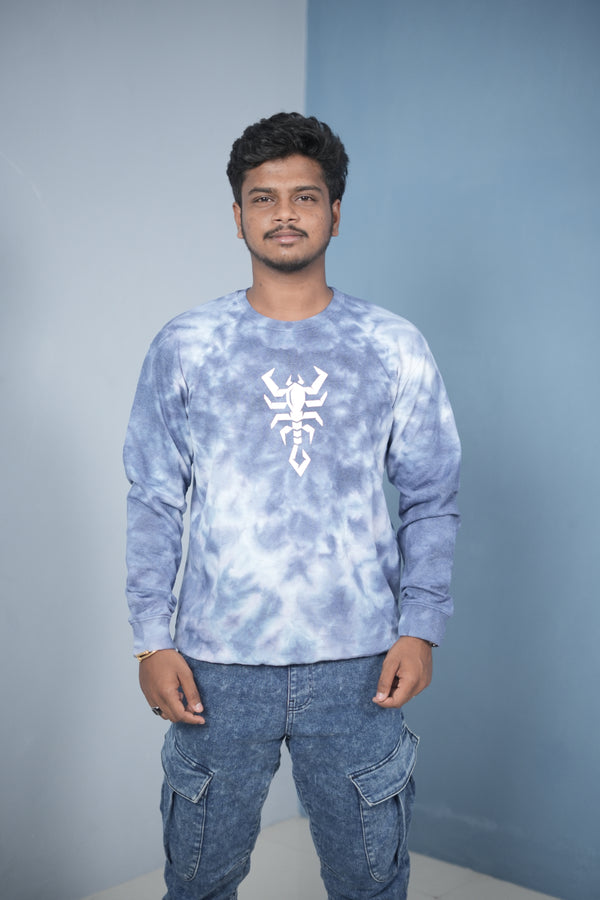 Men’s Full Sleeve Round Neck Tie-Die Scorpio Printed T-shirt - violet