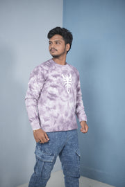 Men’s Full Sleeve Round Neck Tie-Die Scorpio Printed T-shirt - purple