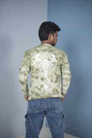 Men’s Full Sleeve Round Neck Tie-Die Scorpio Printed T-shirt - mehandhi Green