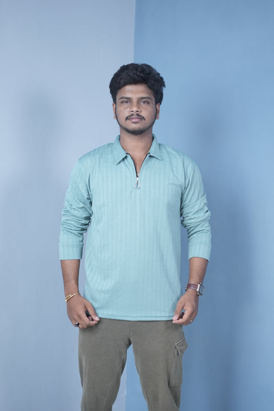 Men’s Full Sleeve Polo T-Shirt – Summer Trend Slim Fit Wear-Pastel Green – 7MAN Men's Fashion India