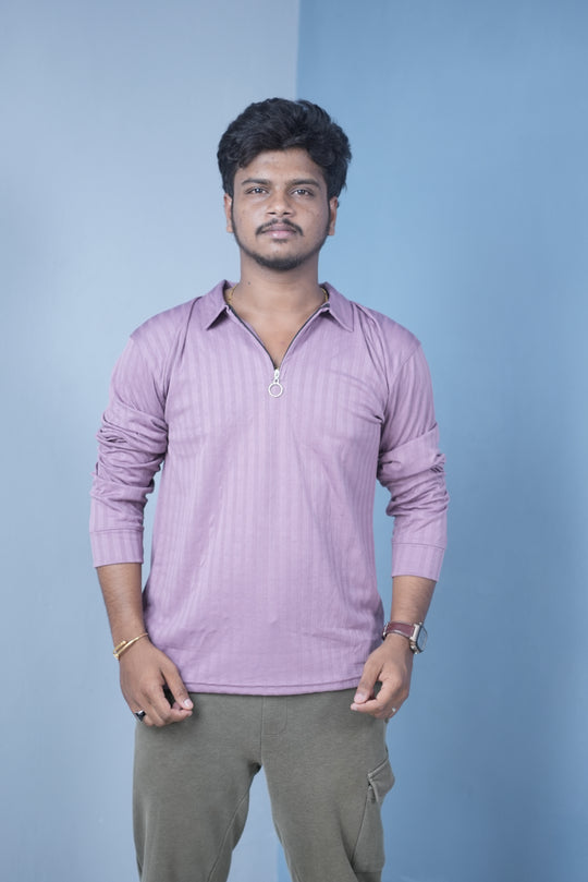 Men’s Full Sleeve Polo T-Shirt – Summer Trend Slim Fit Wear-Violet – 7MAN Men's Fashion India
