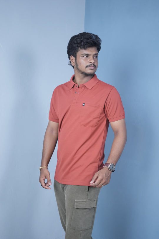 Men’s Short Sleeve Polo T-Shirt – Classic Fit Stylish Casual Wear-Red – alternate view – 7MAN India