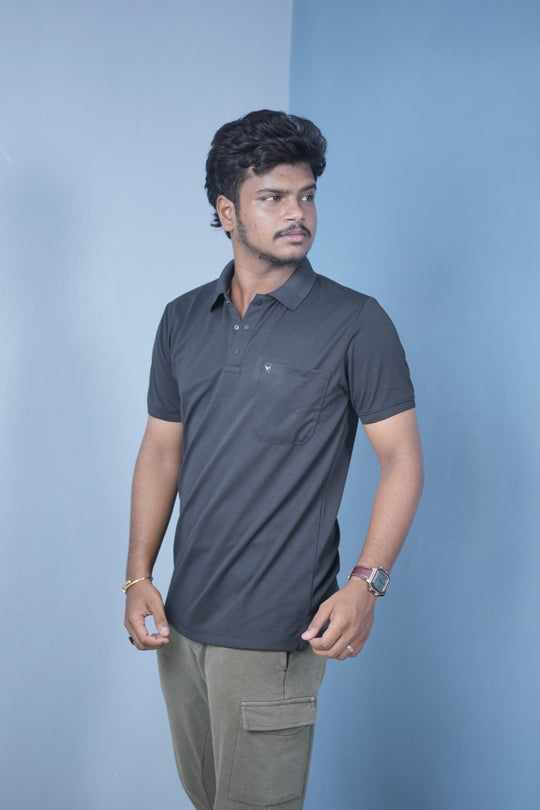 Men’s Short Sleeve Polo T-Shirt – Classic Fit Stylish Casual Wear-Black – alternate view – 7MAN India