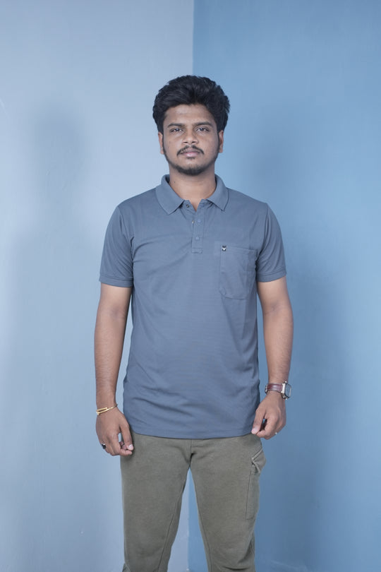 Men’s Short Sleeve Polo T-Shirt – Classic Fit Stylish Casual Wear-Grey – 7MAN Men's Fashion India