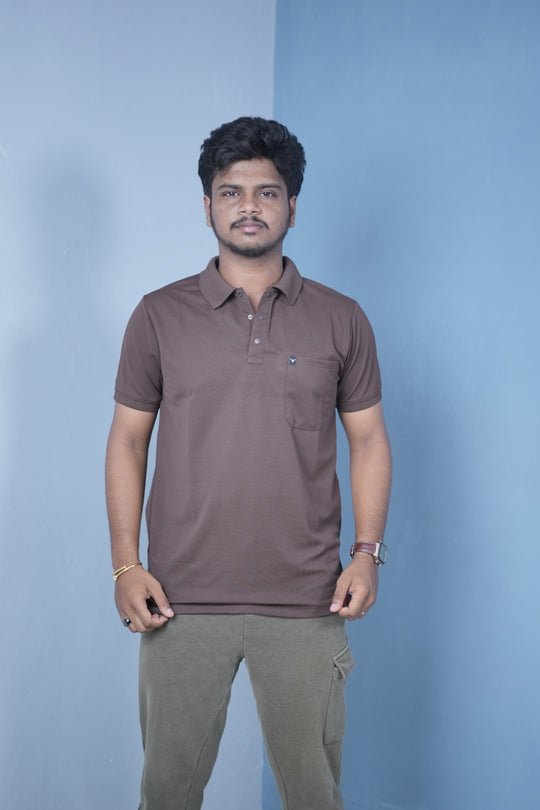 Men’s Short Sleeve Polo T-Shirt – Classic Fit Stylish Casual Wear-Brown – 7MAN Men's Fashion India