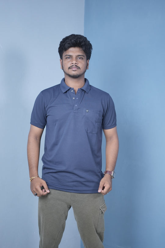 Men’s Short Sleeve Polo T-Shirt – Classic Fit Stylish Casual Wear-Navy Blue – 7MAN Men's Fashion India