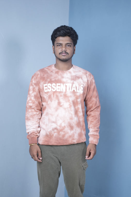 Men’s Full Sleeve Tie-Dye Sweatshirt – Essentials Printed Casual Pullover-Pink – 7MAN Men's Fashion India