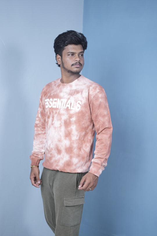 Men’s Full Sleeve Tie-Dye Sweatshirt – Essentials Printed Casual Pullover-Pink – alternate view – 7MAN India