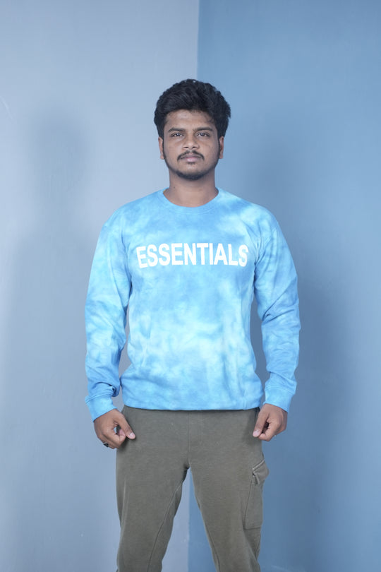 Men’s Full Sleeve Tie-Dye Sweatshirt – Essentials Printed Casual Pullover-Sky Blue – 7MAN Men's Fashion India