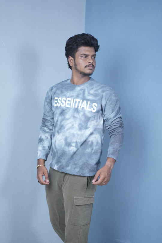 Men’s Full Sleeve Tie-Dye Sweatshirt – Essentials Printed Casual Pullover-GREY – alternate view – 7MAN India