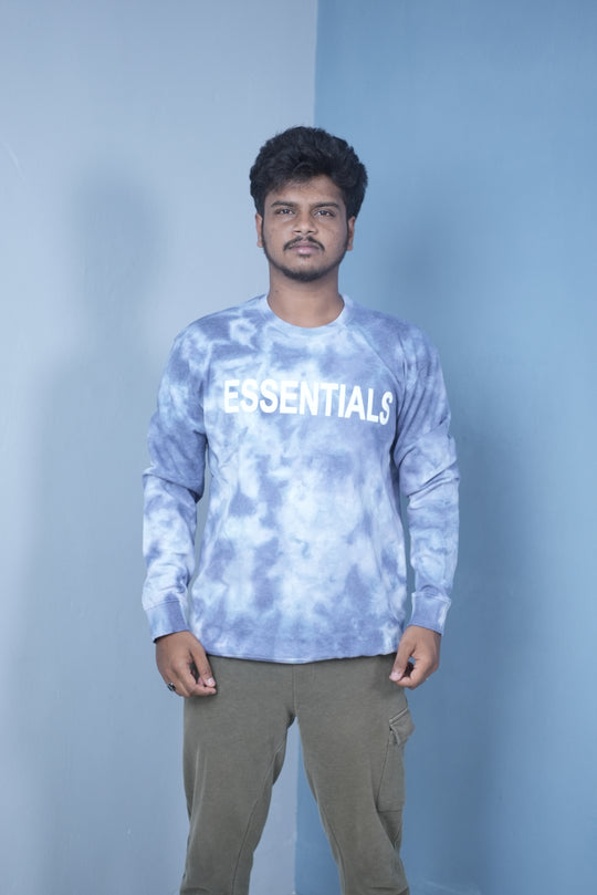 Men’s Full Sleeve Tie-Dye Sweatshirt – Essentials Printed Casual Pullover-Ink Blue – 7MAN Men's Fashion India
