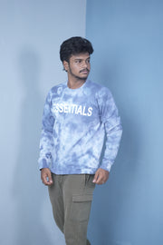 Men’s Full Sleeve Tie-Dye Sweatshirt – Essentials Printed Casual Pullover-Ink Blue