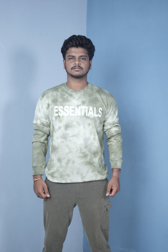 Men’s Full Sleeve Tie-Dye Sweatshirt – Essentials Printed Casual Pullover-Green – 7MAN Men's Fashion India