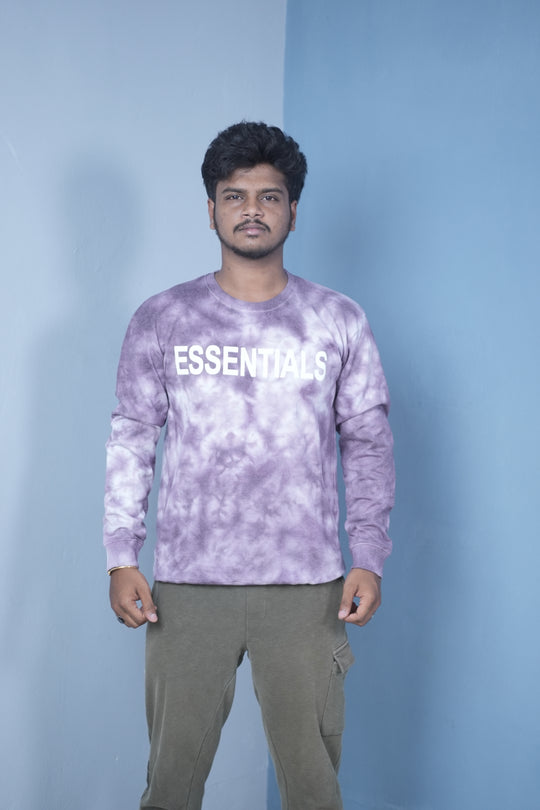 Men’s Full Sleeve Tie-Dye Sweatshirt – Essentials Printed Casual Pullover-Violet – 7MAN Men's Fashion India