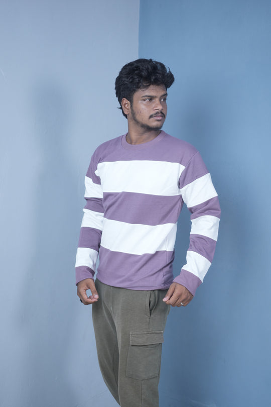 Men’s Cuttens Sweatshirt – Stylish Full Sleeve Casual Wear-Violet – alternate view – 7MAN India