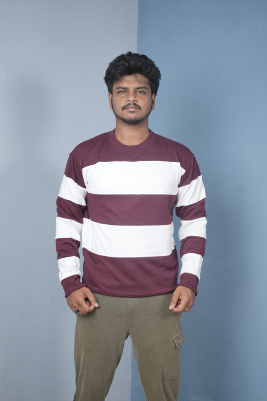 Men’s Cuttens Sweatshirt – Stylish Full Sleeve Casual Wear-Maroon – 7MAN Men's Fashion India