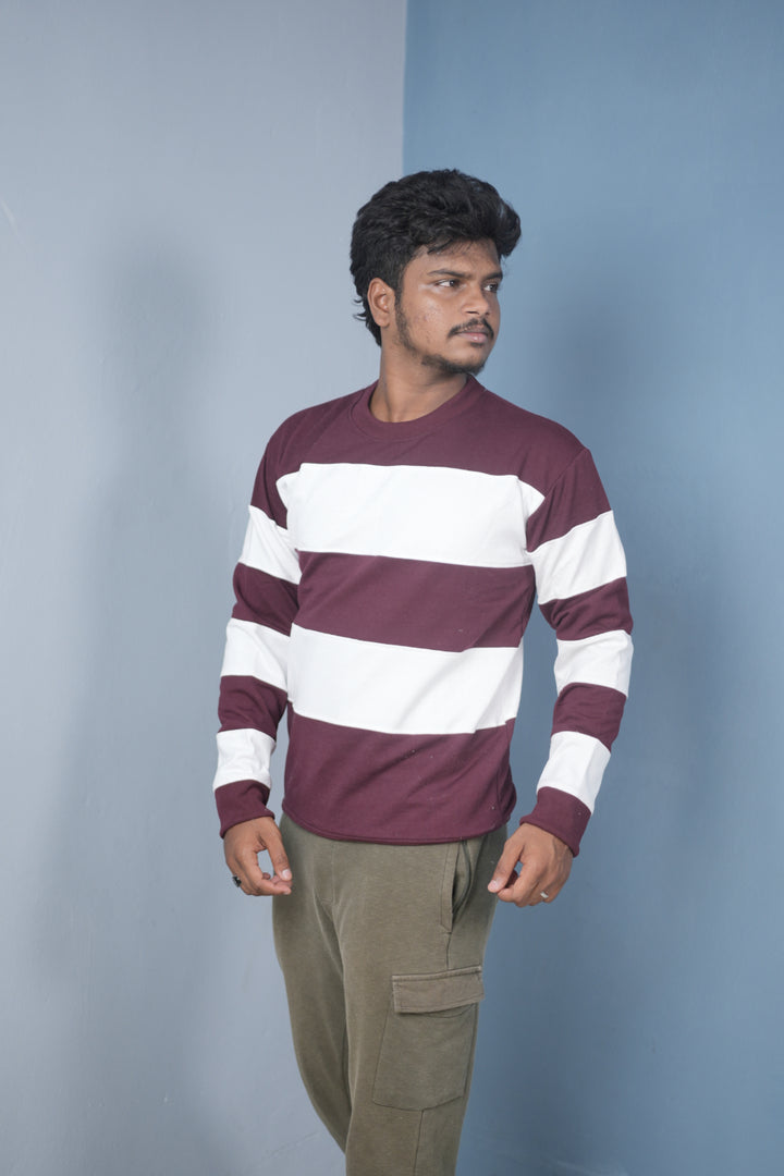 Men’s Cuttens Sweatshirt – Stylish Full Sleeve Casual Wear-Maroon