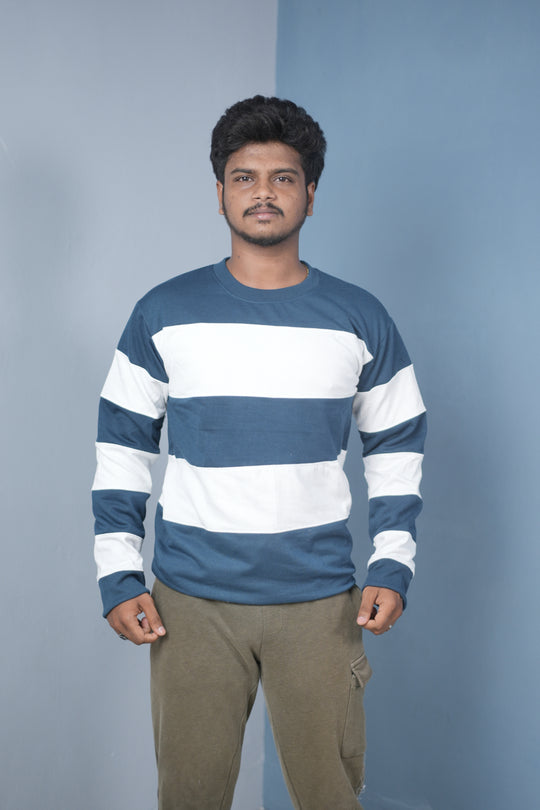 Men’s Cuttens Sweatshirt – Stylish Full Sleeve Casual Wear- Petrol Blue – 7MAN Men's Fashion India