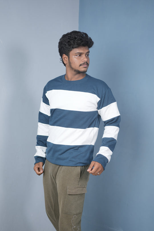 Men’s Cuttens Sweatshirt – Stylish Full Sleeve Casual Wear- Petrol Blue – alternate view – 7MAN India
