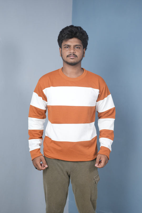 Men’s Cuttens Sweatshirt – Stylish Full Sleeve Casual Wear-Orange – 7MAN Men's Fashion India