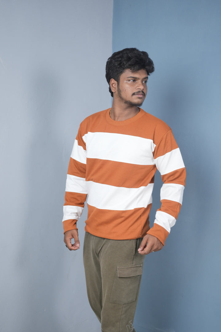 Men’s Cuttens Sweatshirt – Stylish Full Sleeve Casual Wear-Orange