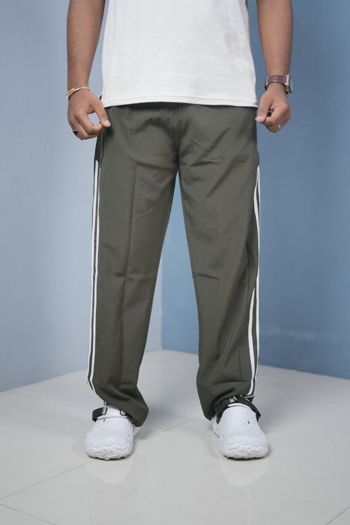 Men’s Joggers – Stylish Two Stripe Track Pants Streetwear - MEHENDI GREEN