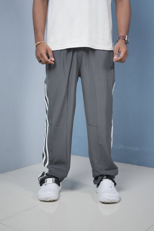Men’s Joggers – Stylish Two Stripe Track Pants Streetwear - light grey + White stripes – alternate view – 7MAN India