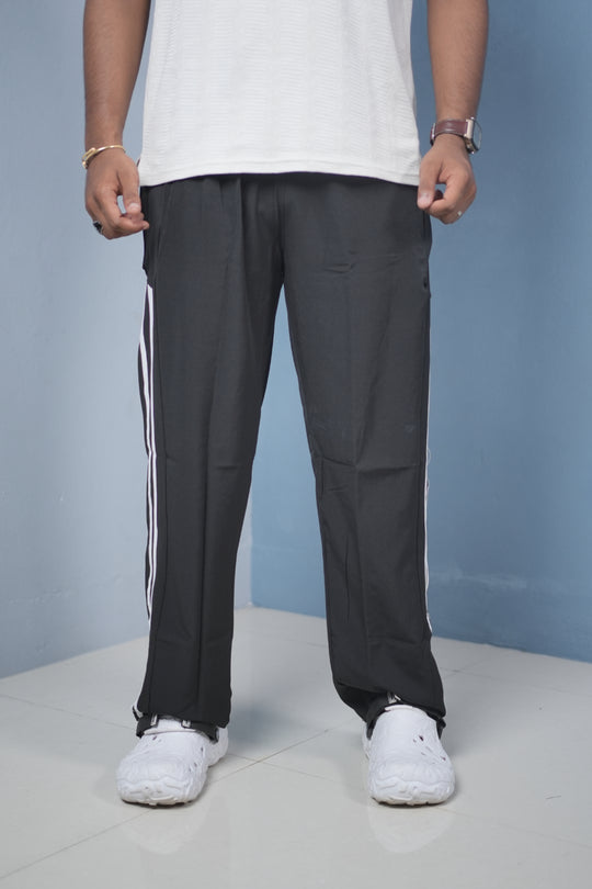 Men’s Joggers – Stylish Two Stripe Track Pants Streetwear - BLACK WITH WHITE – alternate view – 7MAN India