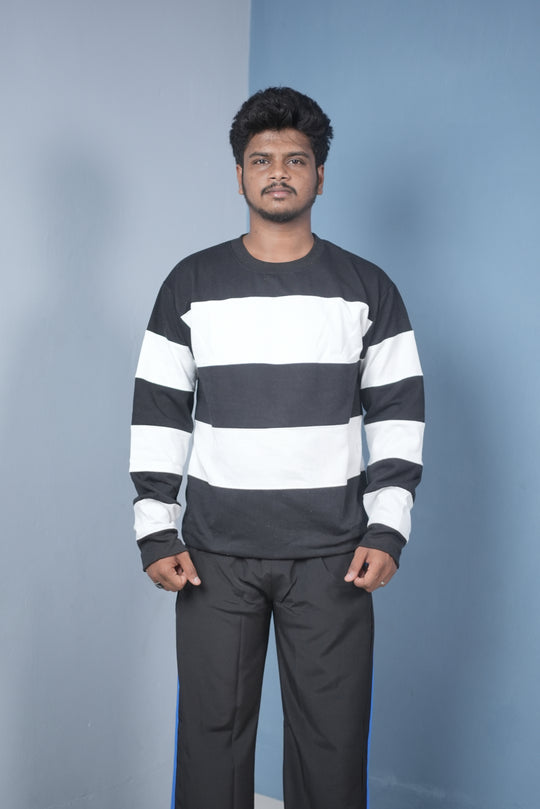 Men’s Cuttens Sweatshirt – Stylish Full Sleeve Casual Wear - Black – 7MAN Men's Fashion India