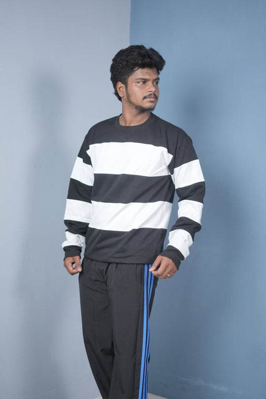 Men’s Cuttens Sweatshirt – Stylish Full Sleeve Casual Wear - Black – alternate view – 7MAN India