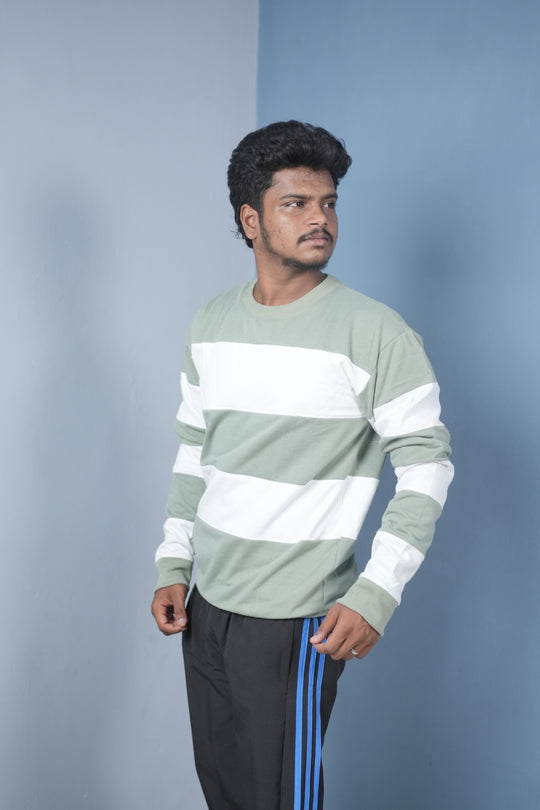 Men’s Cuttens Sweatshirt – Stylish Full Sleeve Casual Wear - Pista Green – alternate view – 7MAN India